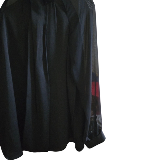 Vince Camuto Black Sheer Sleeve Mock Neck Long Sleeve Blouse Top Women's M - Picture 6 of 9